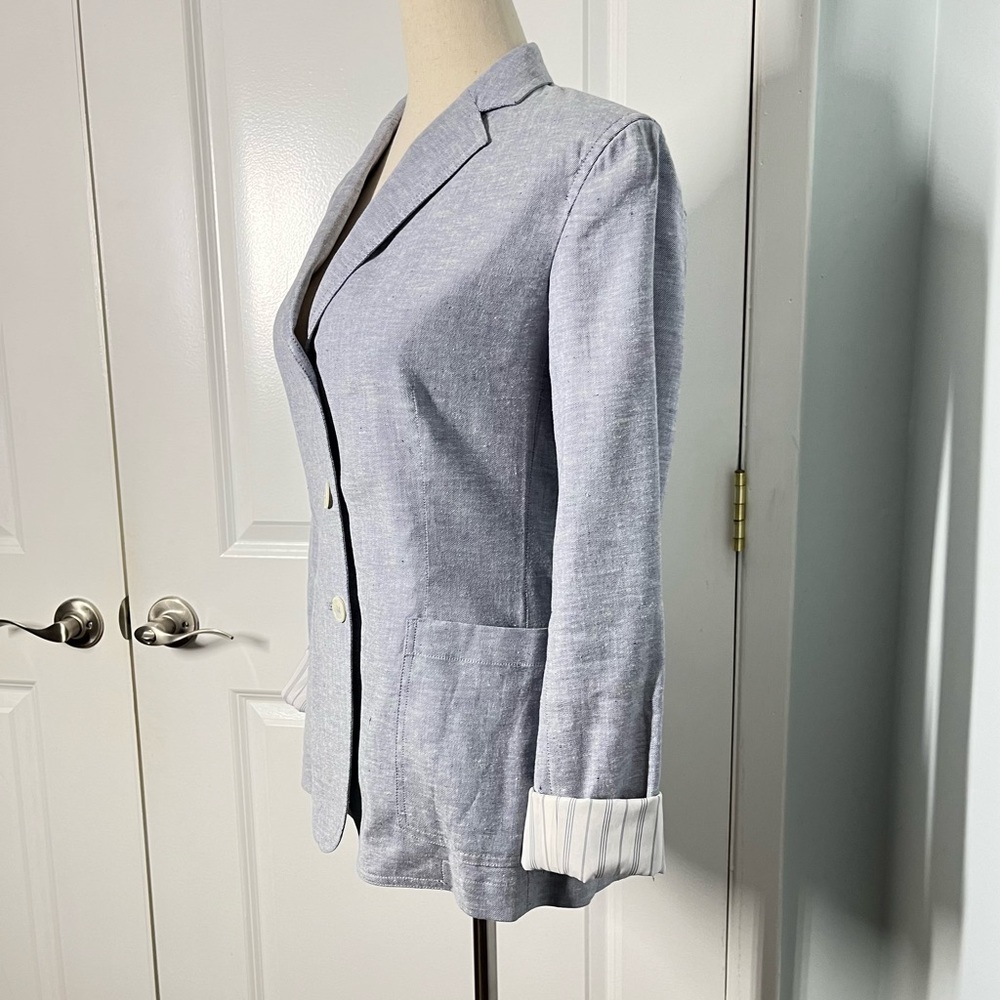 Theory linen blend chambray jacket size 0 - Picture 7 of 11